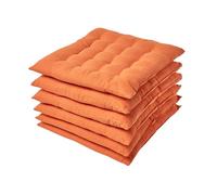 HOMESCAPES Galette de Chaise 40x40 cm, Lot de 6, Coussin de Chaise en Coton, Coloris Terracotta