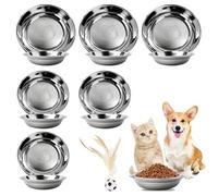 Lot De 6 Gamelle Chat INOX avec Balle Rebondissante, Gamelle pour Ch-at et Chiens Inoxydable, Bols Chat Nourriture et Eau pour Chats Chiots Hamsters Lapins Chien Petits