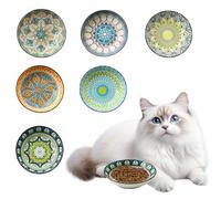 Lot de 6 gamelles en céramique pour chat, 14 cm de large, colorées, style bohème, pour chats d'intérieur, chatons, chiots et petits chiens, nourriture et eau, passent au lave-vaisselle