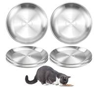 Lot de 6 gamelles plates en acier inoxydable pour chat avec motif de chat - Assiette pour chat sensible aux moustaches - Gamelle pour chats zen et petits chiens - Anti-chute - Facile à nettoyer