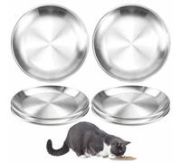 Lot de 6 gamelles plates en acier inoxydable pour chat sensible aux moustaches - Pour chats et petits chiens - Anti-chute et facile à nettoyer - 14 cm