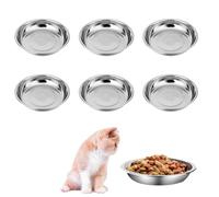 Lot de 6 gamelles plates et peu profondes en acier inoxydable 304 pour chat, adaptées aux moustaches, pour soulager la fatigue, assiettes basiques pour chat de 14 cm pour support surélevé, passent au