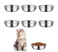 Lot de 6 gamelles pour chat en acier inoxydable 304 - 14 cm - Gamelles pour chat - Nourriture sèche et humide et gamelle d'eau - Assiette de rechange pour petits chats, chiens, chatons, chiots