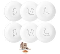 Lot de 6 Gamelles pour Chats, Ceramic Fired Plat Nourriture Chat, 15 cm Bowl Diameter, White Gamelle pour Chats, Prevents Whisker Fatigue, Suitable for Cats and Various Pets Gameille Chate Céramique