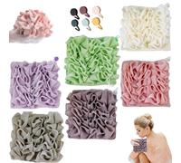 Lot de 6 gants de toilette Loofah 2 en 1, éponge bain exfoliante double face avec pochette à savon, sac à cordon pour savon, nettoyage en profondeur, accessoires douche, soins la peau (