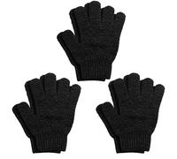 Lot de 6 gants exfoliants - Gants de douche en bambou - Gants exfoliants pour le bain et le corps - Élimine les poils incarnés et les peaux mortes - Pour douche, spa et massage - Loofah - Noir