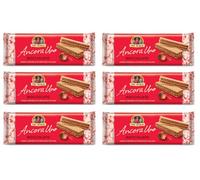 Lot de 6 gaufres Tre Marie Ancora Uno Wafer Nocciolato remplies de crème aux noisettes et noisettes hachées 140 g