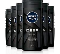 Lot De 6 Gels Douche Profonds (6 X 250 Ml), Gel Douche Pour Le Visage, Les Cheveux Et Le Corps, Gel Douche Au Charbon Noir, Nettoyant En Profondeur Et Tonifiant 24h Pour Homme