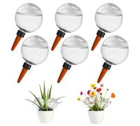 Lot de 6 globes à arrosage automatique pour plantes d'intérieur - 500 ml - Grandes ampoules d'eau - Système d'arrosage automatique des plantes - Terre cuite à libération lente - Piquets à pointes pour