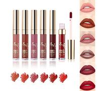 Lot de 6 Gloss à Lèvres Mat Velours Lisse Soyeux Naturel Imperméable Durable Antiadhésif Crème Hydratante Maquillage Durable Liquide Rouge à Lèvres Maquillage Cosmétiques de Maquillage (#01)