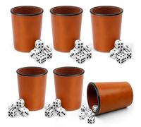 Lot de 6 Gobelets à dés en Cuir, Ensemble de Gobelets à dés avec 30 dés, Coupe à dés en Cuir, Jeux de Dés, Jeux de Voyage pour Adultes