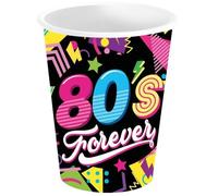 Lot de 6 Gobelets carton - Années 80's forever - Très colorés - 24cl