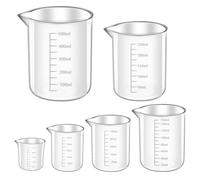 Lot de 6 gobelets doseurs millilitre 25-50-100-150-250-500 ml, en plastique résistant à la chaleur, avec graduation, pour laboratoire, cuisine, détergent, produits chimiques
