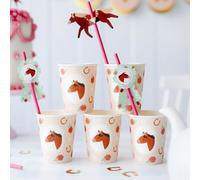Lot de 6 gobelets en carton pour fête d'anniversaire de fille, vaisselle de cheval, fête d'anniversaire poney