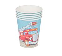 Lot de 6 Gobelets en Papier "Pompier" 25cl Bleu