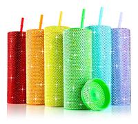 Lot de 6 gobelets fins en vrac avec strass réutilisables en plastique pour femme, anniversaire, remise de diplôme, enseignante, remerciement, cadeau de fierté - 473 ml
