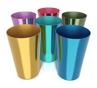 Lot de 6 gobelets réutilisables en aluminium anodisé, parfaits pour les fêtes, le camping, les boissons chaudes et froides, lavage à la main uniquement