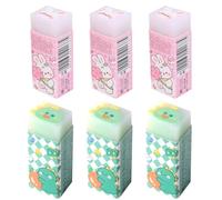 Lot de 6 gommes 2B en plastique souple et caoutchouc - Mini gommes mignonnes pour l'école, la maison et le bureau