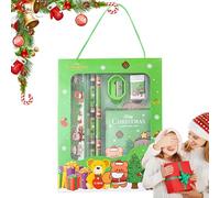 Lot de 6 gommes à crayon de Noël | Lot de 6 papiers à lettre de Noël | Cadeaux de Noël tendance pour l'école, papeterie festive mignonne pour les prix de la maternelle