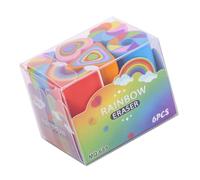 Lot de 6 gommes à crayons en forme de cœur arc-en-ciel - Fournitures scolaires - Récompense des étudiants - Projets artistiques - Gomme en forme de cœur - Fournitures scolaires arc-en-ciel pour