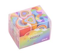 Lot de 6 gommes en forme de cœur arc-en-ciel - Outils de correction créatifs pour travaux scolaires - Crayon pour enfants - Peinture d'amour - Crayon arc-en-ciel pour enfants