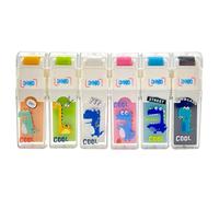 Lot de 6 gommes mignonnes en caoutchouc sur le thème des dinosaures avec attrape-débris pour fournitures scolaires et de bureau