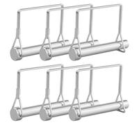 Lot de 6 goupilles de verrouillage - 12 mm x 80 mm - Avec fermeture à cliquet - Anse carrée en zinc galvanisé pour remorques, tracteurs, bennes, tondeuses à gazon