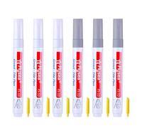 Lot de 6 goupilles d'étanchéité avec pointes de rechange, stylo de réparation de joints, stylo de réparation de carreaux, stylo de réparation d'interstices (gris clair/blanc)