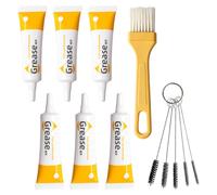 Lot de 6 graisses lubrifiantes multi-usages + 6 brosses - Graisse universelle en silicone de qualité alimentaire pour imprimante 3D, machine à café, entrepôt, boîte de vitesses, fermeture éclair et