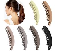 Lot de 6 grandes barrettes bananes colorées pour cheveux épais - Antidérapantes - Pour femmes et filles