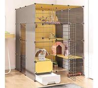 Lot de 6 grandes cages d'intérieur pour chat avec bac à litière, cage amovible et enclos pour chatons, super capacité de charge, spacieuse 147 x 49 x 111 cm pour chats et chatons