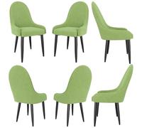 Lot de 6 grandes chaises de salle à manger avec pieds en métal noir pour cuisine et salon, idéales pour les salles à manger, les chambres et les réceptions Vert