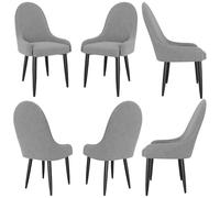 Lot de 6 grandes chaises de salle à manger modernes avec pieds en métal noir pour cuisine et salon, meubles de salle à manger élégants, parfaits pour la chambre à coucher et les zones de réception