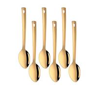 Lot de 6 grandes cuillères de service dorées en acier inoxydable plaqué titane finition miroir pour buffet, banquet, fête, vacances, dîner, passe au lave-vaisselle (33,2 cm)