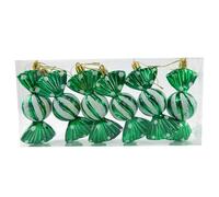 Lot de 6 grandes décorations de Noël à suspendre en forme de canne à sucre d'orge à paillettes pour sapin de Noël Vert 11 cm