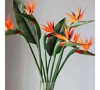 Lot de 6 grandes tiges d'oiseau de paradis - 55 cm de long - Fleurs artificielles Strelitzia pour décoration de maison, jardin, mariage