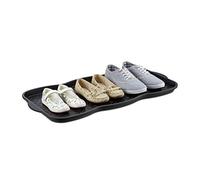 Lot de 6 Grands bacs à Chaussures en Plastique pour 6 Chaussures, profilé Anti-saleté, H x l x P : 3 x 75 x 38 cm, Noir
