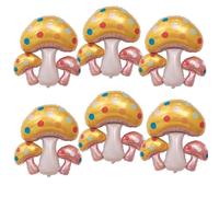 Lot de 6 grands ballons en aluminium en forme de champignon, décorations de fête sur le thème des plantes forestières, fournitures d'anniversaire