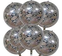 Lot de 6 grands ballons ronds gonflables en aluminium imprimé python 4D de 55,9 cm - Grand ballon en aluminium imprimé serpent - Décorations de fête d'anniversaire pour enfants, filles, garçons et