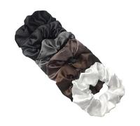 Lot de 6 grands élastiques à cheveux en satin multicolores, couleur unie, for les saisons, le quotidien et rendez-vous Doux pour les cheveux contre la casse(Color2)