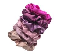 Lot de 6 grands élastiques à cheveux en satin multicolores, couleur unie, for les saisons, le quotidien et rendez-vous Doux pour les cheveux contre la casse(Color4)