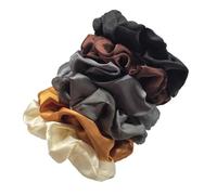 Lot de 6 grands élastiques à cheveux en satin multicolores, couleur unie, for les saisons, le quotidien et rendez-vous Doux pour les cheveux contre la casse(Color3)