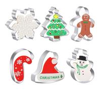 Lot de 6 grands emporte-pièces de Noël - 10,2 cm - Arbre de Noël, chapeau de Père Noël, flocon de neige, bonhomme de neige et bonbon pour les vacances d'hiver