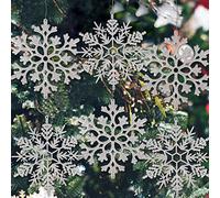 Lot de 6 Grands Flocons de Neige argentés de 30,5 cm en Plastique pailleté pour Hiver, intérieur et extérieur, Sapin de Noël, fenêtre, décoration de Chambre géants