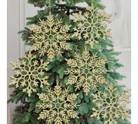 Lot de 6 grands flocons de neige dorés de 30,5 cm en plastique pailleté pour hiver, intérieur et extérieur, sapin de Noël, fenêtre, décoration de chambre géants