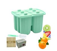 Lot de 6 grands moules à sucettes glacées en silicone avec bâtons - Réutilisables et faciles à enlever - Pour sucettes glacées - Vert