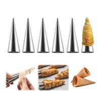 Lot de 6 grands moules en forme de corne de crème de 12,5 cm, moules antiadhésifs pour la cuisson de croissants, perles, croissants au chocolat, rouleaux de brioche, cornet de crème glacée, dessert de
