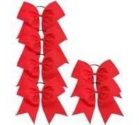 Lot de 6 grands nœuds élastiques for cheveux faits main, accessoires for pom-pom girls, adolescentes et sportives Pour Femmes(Deep red)