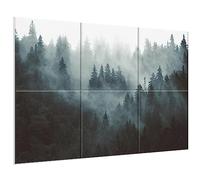 Lot de 6 grands panneaux acoustiques autocollants pour décoration murale, panneaux insonorisants pour studio d'enregistrement, salon et chambre à coucher, 183 x 121,9 cm (forêt brumeuse)