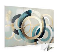 Lot de 6 grands panneaux acoustiques autocollants pour décoration murale, panneaux insonorisants pour studio d'enregistrement, salon, chambre, bureau, 183 x 122 cm (circulaire)
